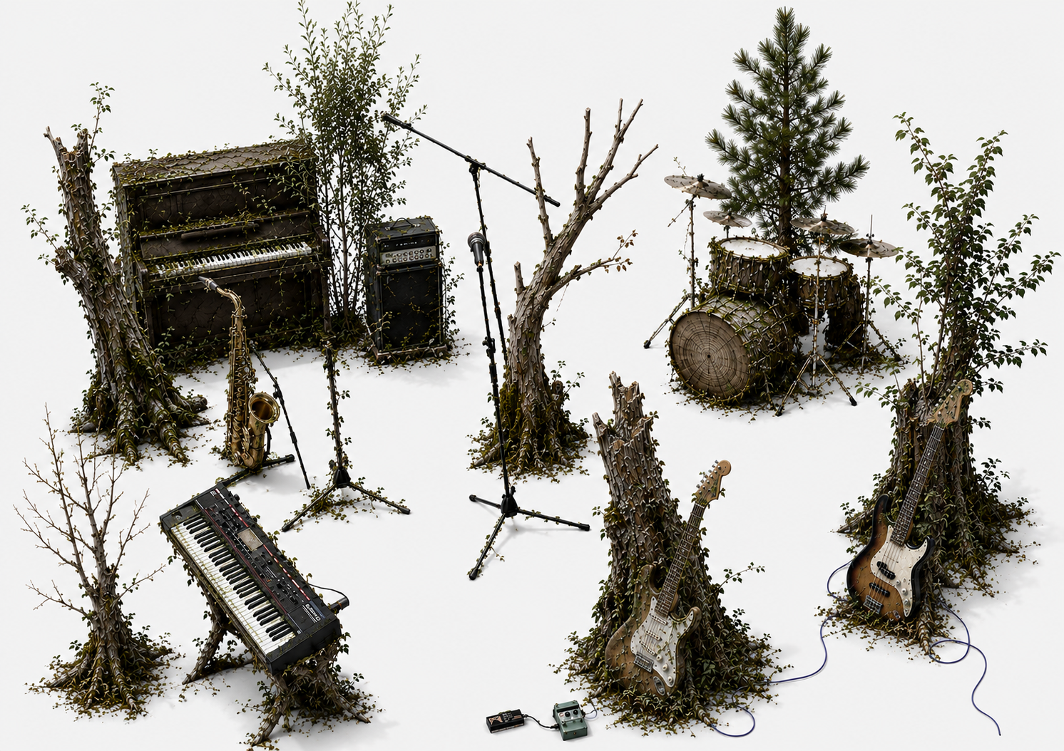 Studio instruments transformed into trees